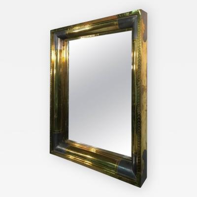 Patchwork Design Brass and Aluminum Modern Mirror