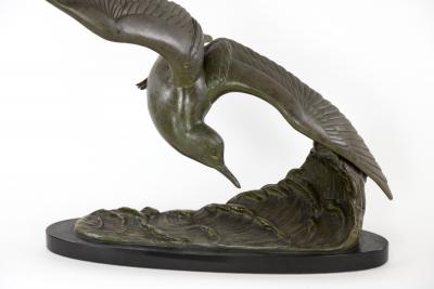 Patinated Art Nouveau Styled Bronze Sculpture Of A Tern In Flight