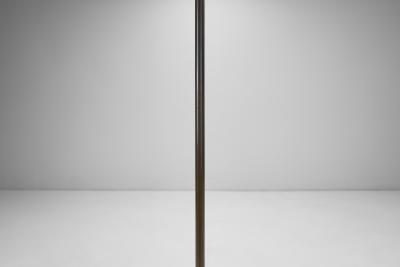 Patinated Brass Floor Lamp with Curved Neck Europe 20th century
