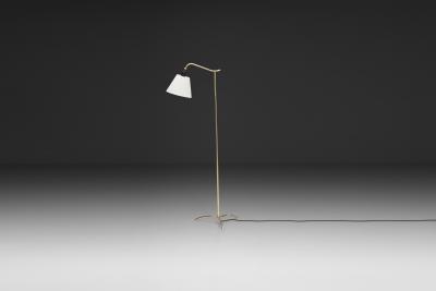 Patinated Brass Floor Lamp with Tripod Base Denmark ca 1950s