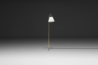 Patinated Brass Floor Lamp with Tripod Base Denmark ca 1950s