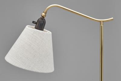 Patinated Brass Floor Lamp with Tripod Base Denmark ca 1950s