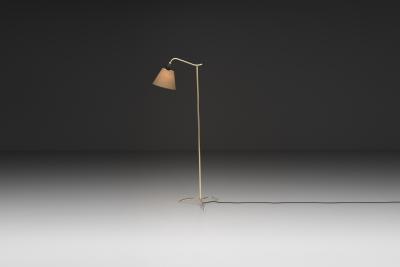 Patinated Brass Floor Lamp with Tripod Base Denmark ca 1950s