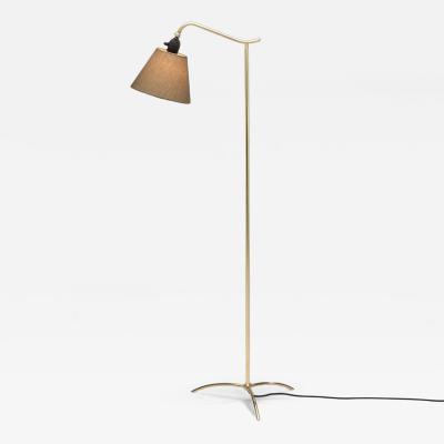 Patinated Brass Floor Lamp with Tripod Base Denmark ca 1950s
