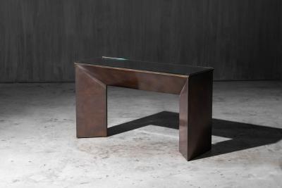 Patinated Bronze Console Table by Belgochrom Belgium 1970s