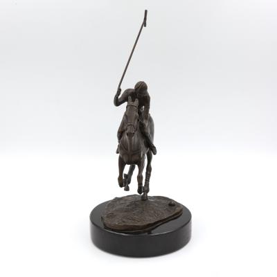 Patinated Bronze Model Of A Polo Player On Horseback American 20th Century 