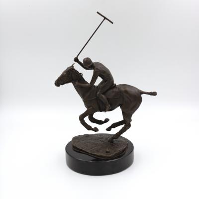 Patinated Bronze Model Of A Polo Player On Horseback American 20th Century 