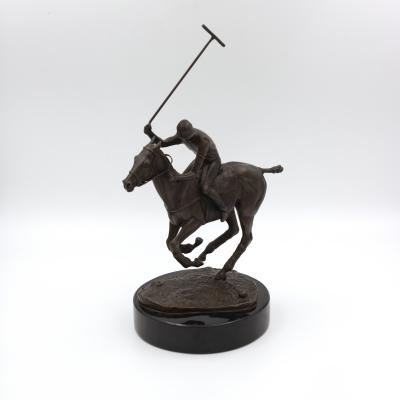 Patinated Bronze Model Of A Polo Player On Horseback American 20th Century 