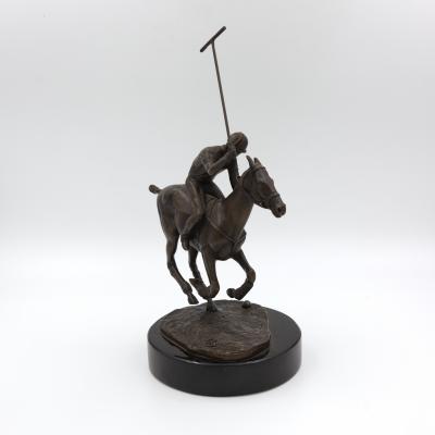 Patinated Bronze Model Of A Polo Player On Horseback American 20th Century 
