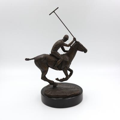 Patinated Bronze Model Of A Polo Player On Horseback American 20th Century 