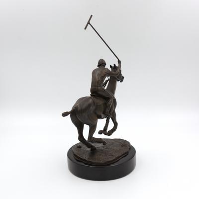 Patinated Bronze Model Of A Polo Player On Horseback American 20th Century 