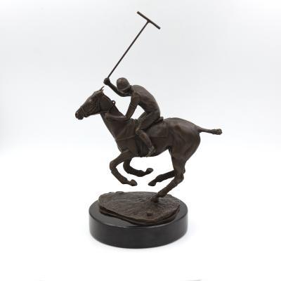 Patinated Bronze Model Of A Polo Player On Horseback American 20th Century 