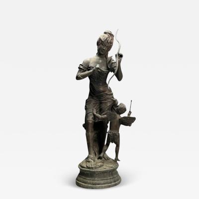 Patinated Bronze Outdoor Statue Venus and Cupid Lifesize Sculpture