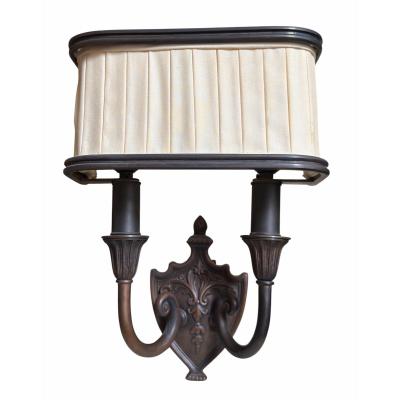 Patinated Bronze Shield Back Light Sconces a Pair