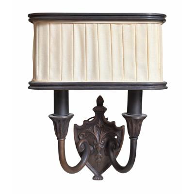Patinated Bronze Shield Back Light Sconces a Pair