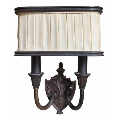 Patinated Bronze Shield Back Light Sconces a Pair