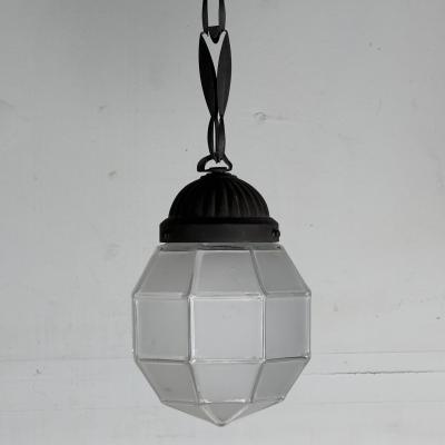 Patinated Bronze and Faceted Glass Art Deco Light in the style of Adolf Loos