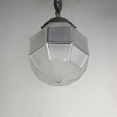 Patinated Bronze and Faceted Glass Art Deco Light in the style of Adolf Loos
