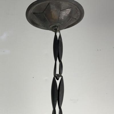 Patinated Bronze and Faceted Glass Art Deco Light in the style of Adolf Loos