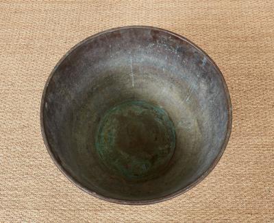 Patinated Kindling Bin with a Baronial Crest
