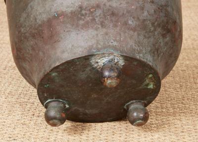 Patinated Kindling Bin with a Baronial Crest