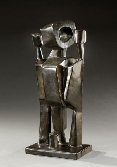 Patinated Mid Century bronze sculpture by Roger Desserprit 