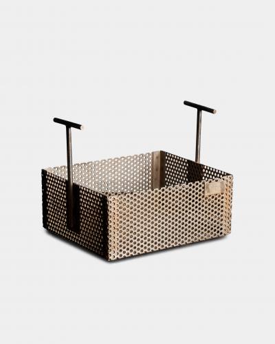 Patinated Perforated Steel Industrial Basket United States 20th C