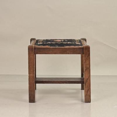 Patinated Quarter Sawn Oak Arts Crafts Stool by J M Young Sons