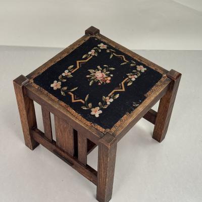 Patinated Quarter Sawn Oak Arts Crafts Stool by J M Young Sons