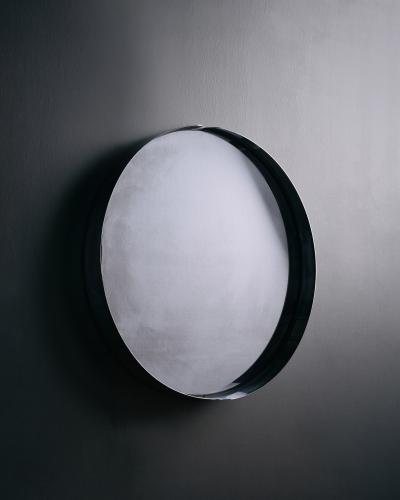 Patinated Steel Mirror Italy c 1970