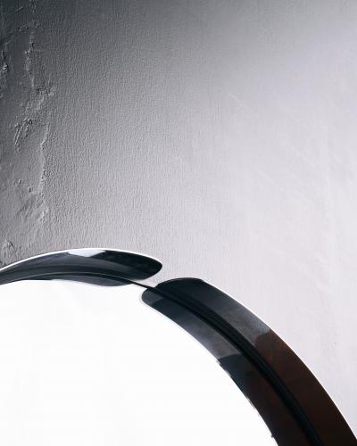 Patinated Steel Mirror Italy c 1970