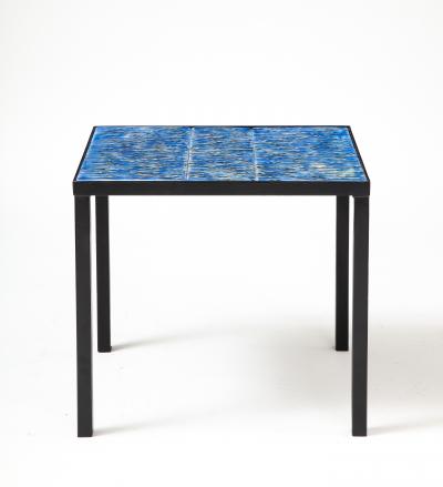 Patrice Dangel Wrought Iron Table with Hand Glazed Tiles by Marius Fernandez Patrice Dangel
