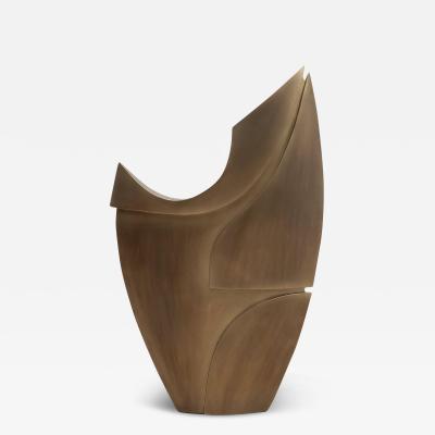 Patrick Coard Modern Abstract L Sculpture in Bronze Patina Brass by Patrick Coard Paris