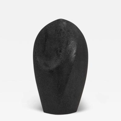 Patrick Coard Modern Abstract Sculpture in Black Shagreen by Patrick Coard Paris