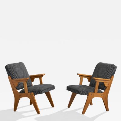 Pau Brasil Lounge Chairs with Wood and Fabric Brazil 1950s