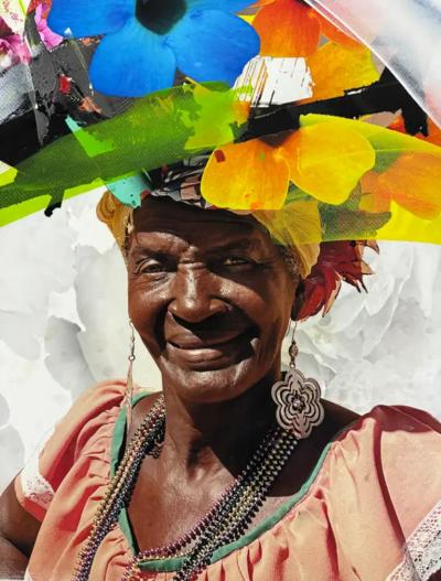 Paul Andre Larocque Mixed Media Painting Fruit Lady 