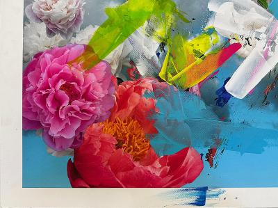 Paul Andre Larocque Paul Andre Larocque Floral Mixed Media Painting 2020 Signed