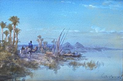 Paul B Pascal Figures on Camelback along the Nile 