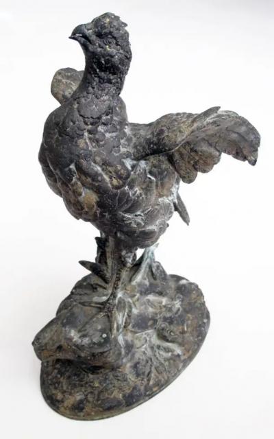Paul Comolera Finely Rendered French Spelter Figure of a Pheasant Signature P Comolera
