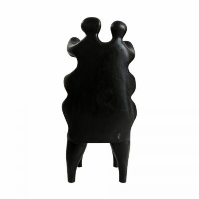 Paul Covaci 20th Century Paul Covaci Sculptural Black Solid Wood Romanian 1980s Armchair