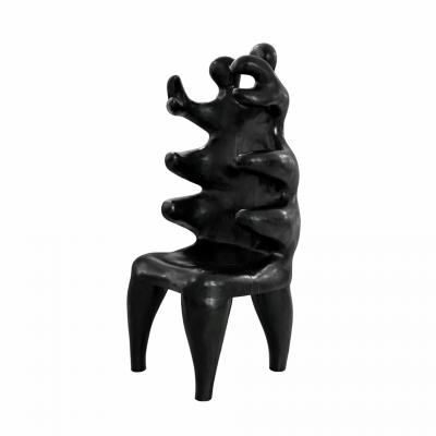 Paul Covaci 20th Century Paul Covaci Sculptural Black Solid Wood Romanian 1980s Armchair
