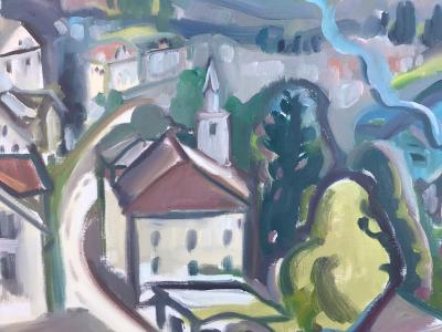 Paul D Running Town on Lake Lucerne 