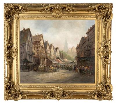Paul Denarie Market Scene Strasbourg Paris 