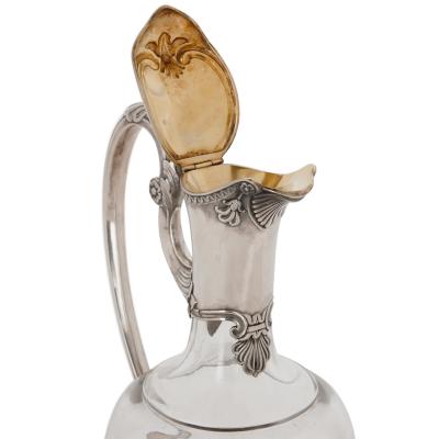 Paul Devaux Two Art Nouveau silver and glass wine jugs by Devaux