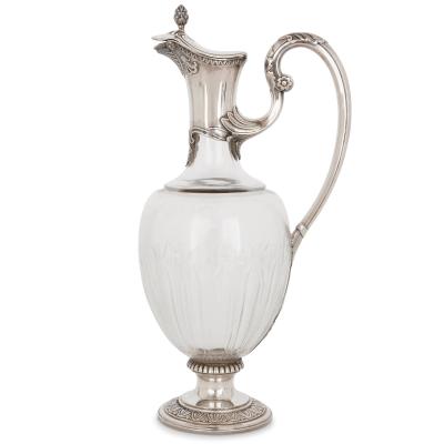 Paul Devaux Two Art Nouveau silver and glass wine jugs by Devaux