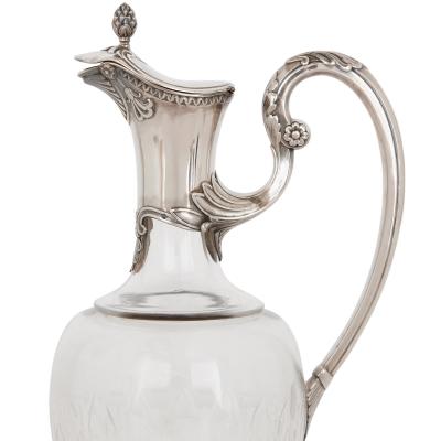 Paul Devaux Two Art Nouveau silver and glass wine jugs by Devaux