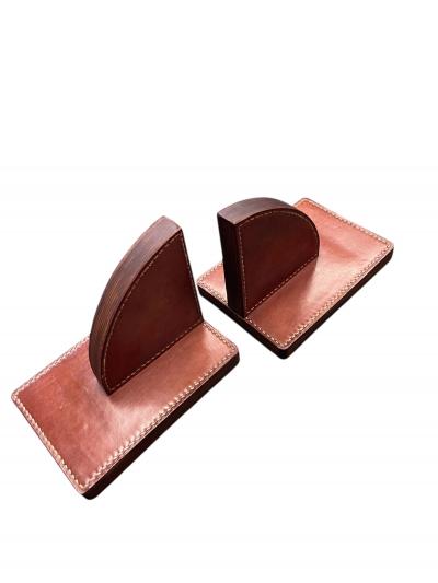 Paul Dupr Lafon 1950s Stitched leather bookends by Paul Dupr Lafon and Herm s