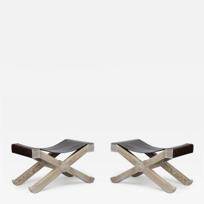 Paul Dupr Lafon Pair of X stools designed by Paul Dupr Lafon