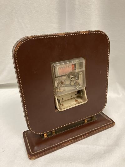Paul Dupr Lafon Stitched leather desk clock
