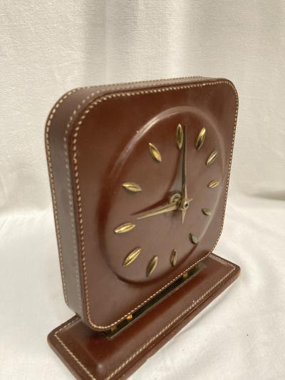 Paul Dupr Lafon Stitched leather desk clock